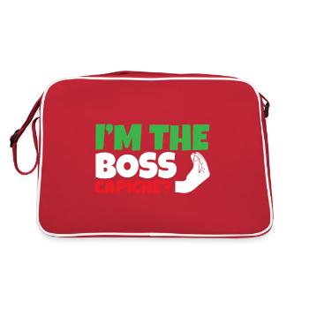 Ich bin der Boss Capiche? e italienische Flagge - Retro Tasche - Rot/Weiß - Hinten