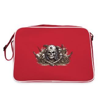 Halloween Pirate drapeau tête de mort Buccaneer Design - Sac Retro - rouge/blanc - Dos
