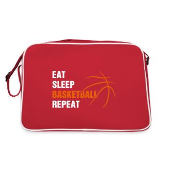 Gift for Basketball Fans Women & Men Eat Sleep Bas - Retro Tasche - Rot/Weiß - Hinten