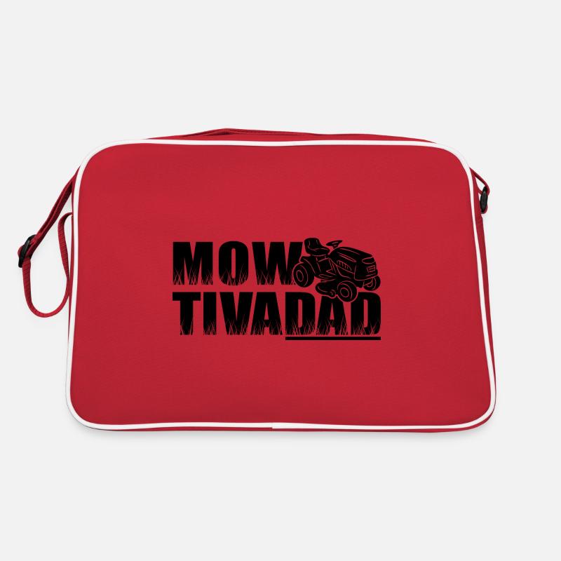 Rasen mähen Rasentraktor Aufsitzmäher - Mowtivadad - Retro Tasche - Rot/Weiß