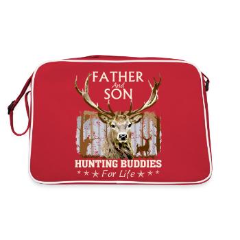 Father and son hunting friends for life t-shirt - Retro Bag - red/white - Back