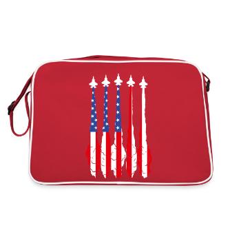 Drapeau américain USA Airplane Jet Fighter 4 juillet Pa - Sac Retro - rouge/blanc - Dos