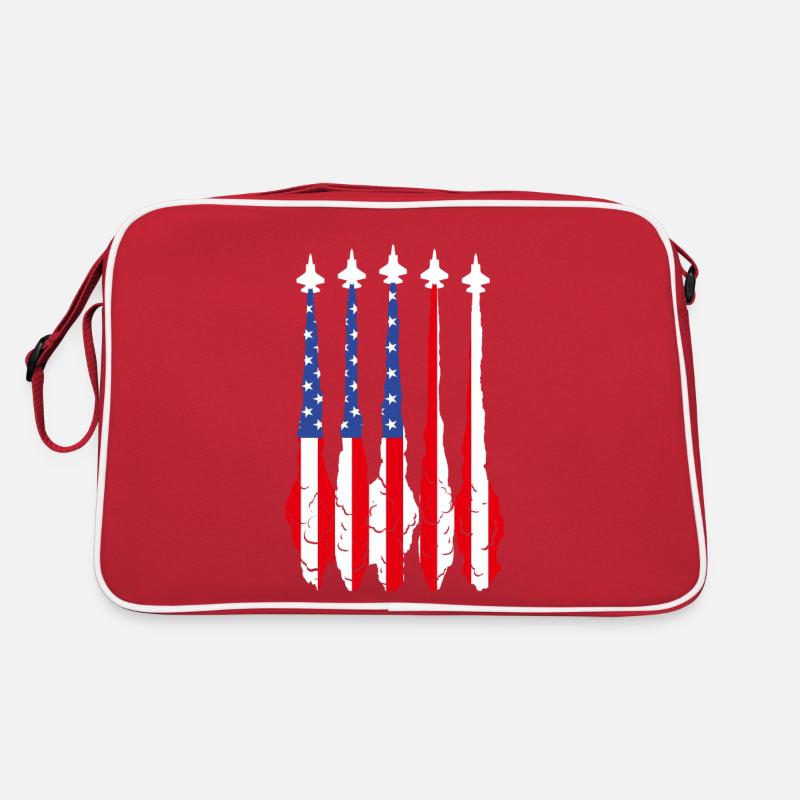 Drapeau américain USA Airplane Jet Fighter 4 juillet Pa Sac Retro