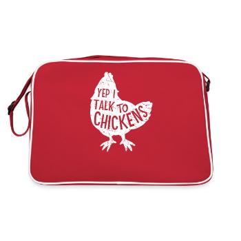 Oui, je parle aux poulets super mignon drôle de poulet, il - Sac Retro - rouge/blanc - Dos