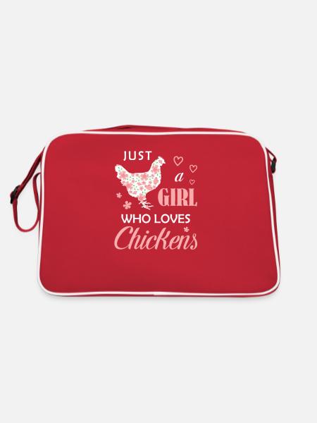 Juste une fille qui aime les poulets Poulet Fleurs loin - Sac Retro - rouge/blanc - Dos