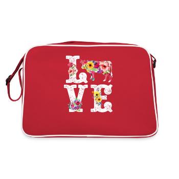 J'aime les vaches drôles amoureux des vaches femmes filles - Sac Retro - rouge/blanc - Dos