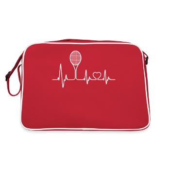 Tennis Outfit Tennis Heartbeat Best Tennis Gift fo - Retro Tasche - Rot/Weiß - Hinten