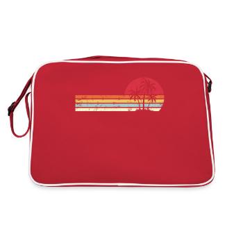Palm Tree Retro Style Tropical Beach Pacific Ocean - Retro Tasche - Rot/Weiß - Hinten