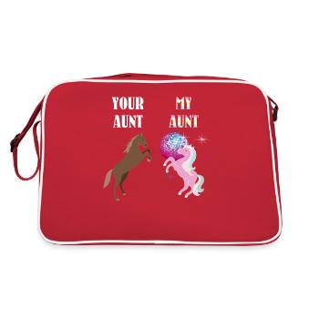 Your Aunt My Aunt Unicorn T-Shirt Funny Super Cute - Retro Tasche - Rot/Weiß - Hinten