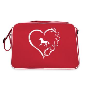 Cheval mignon amour fer à cheval coeur cadeau cheval maman Hor - Sac Retro - rouge/blanc - Dos