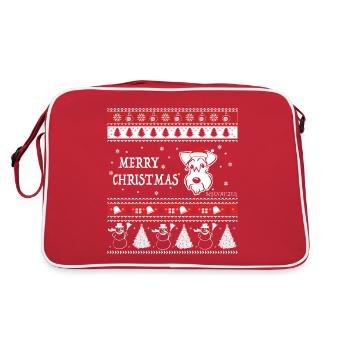 Schnauzer Christmas Ugly Christmas Style Gift Dog - Sac Retro - rouge/blanc - Dos