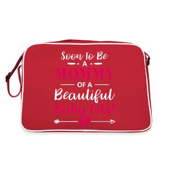Soon To Be A Mommy Of a Baby Girl Funny Expecting - Retro Tasche - Rot/Weiß - Hinten