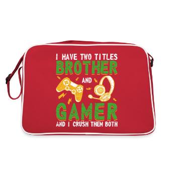 Gamer Boys Kids Video Games Lover Brother Gam - Retro Bag - red/white - Back