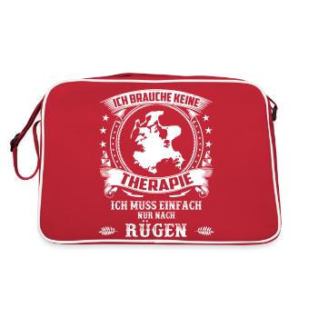 Ich brauche keine Therapie ich muss nach Rügen - Retro Tasche - Rot/Weiß - Hinten
