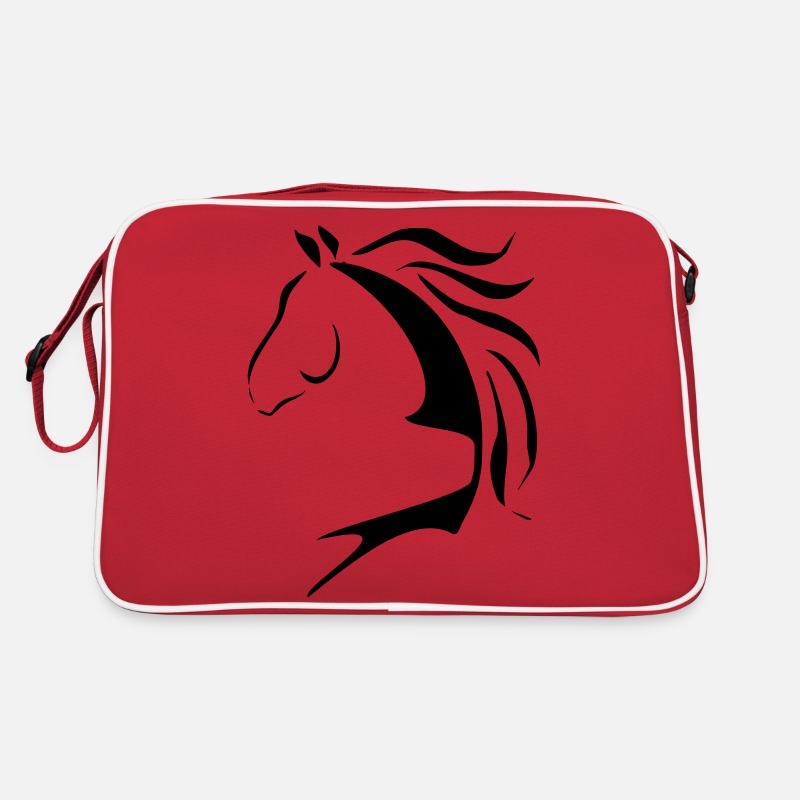 Pferdekopf, Pferd, Cheval , Reiten, Pferdenarr Retro Tasche