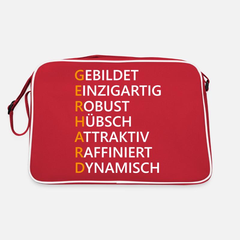 Gerhard Name Geschenk - Retro Tasche - Rot/Weiß
