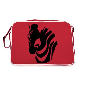 Fun Zebra Cartoon Nature Animal Safari Vector 9 - Retro Bag - red/white - Back