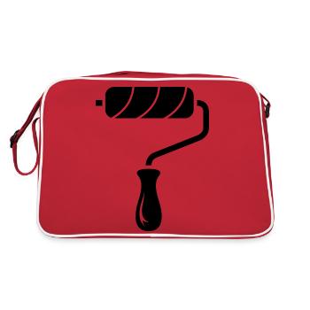 Malerrolle Maler Malermeister Symbol icon Rolle - Retro Tasche - Rot/Weiß - Hinten