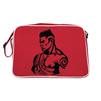 Tribal Boxer / Fighter Logo Tattoo Design - Sac Retro - rouge/blanc - Dos