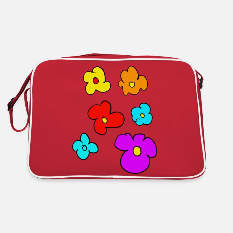 blumen - Retro Tasche - Rot/Weiß