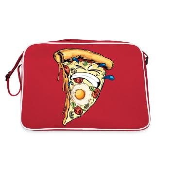 pizza hard humor soufrance difficult teeth drawing - Retro Bag - red/white - Back