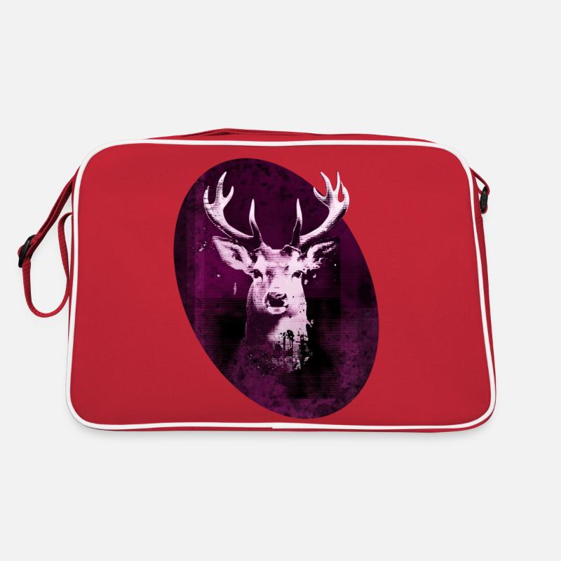 hirsch oval - Retro Tasche - Rot/Weiß