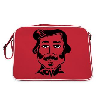 60s Love Sixties Männergesicht Mann 70s retro male - Retro Tasche - Rot/Weiß - Hinten