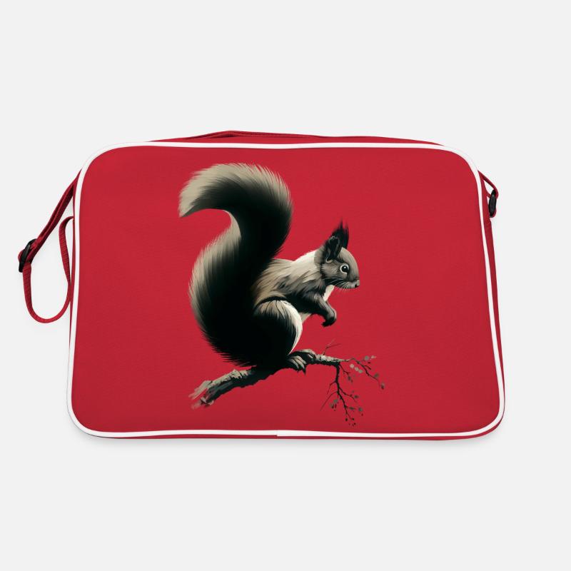 Squirrel on branch Retro Bag