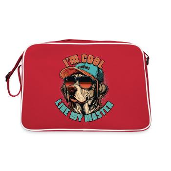 Ich bin cool wie mein Herrchen - Retro Tasche - Rot/Weiß - Hinten