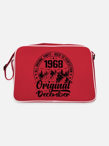 1968 Dezember Original 56 Jahre Geburtstagsgeschenk - Retro Tasche - Rot/Weiß