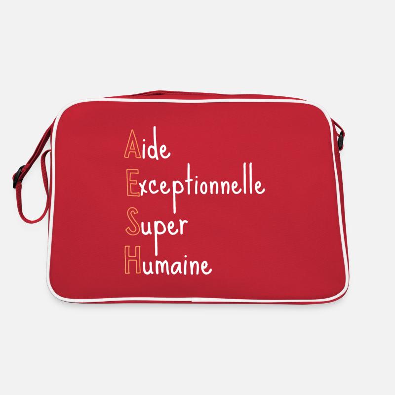 AESH Aide Exceptionnelle Super Humaine - Sac Retro - rouge/blanc