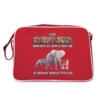 Tierpfleger Tierpflegerin Tierpflege Zoo Geschenk - Retro Tasche - Rot/Weiß - Hinten