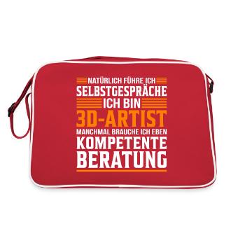 3D Artisten 3D-Artist Spruch witzig - Retro Tasche - Rot/Weiß - Hinten