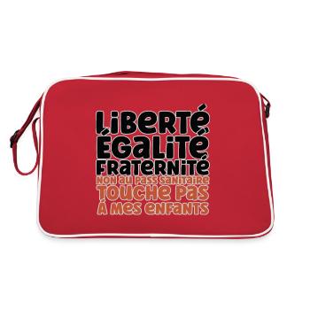Liberté Egalite Fraternité non au passe Sanitaire - Sac Retro - rouge/blanc - Dos