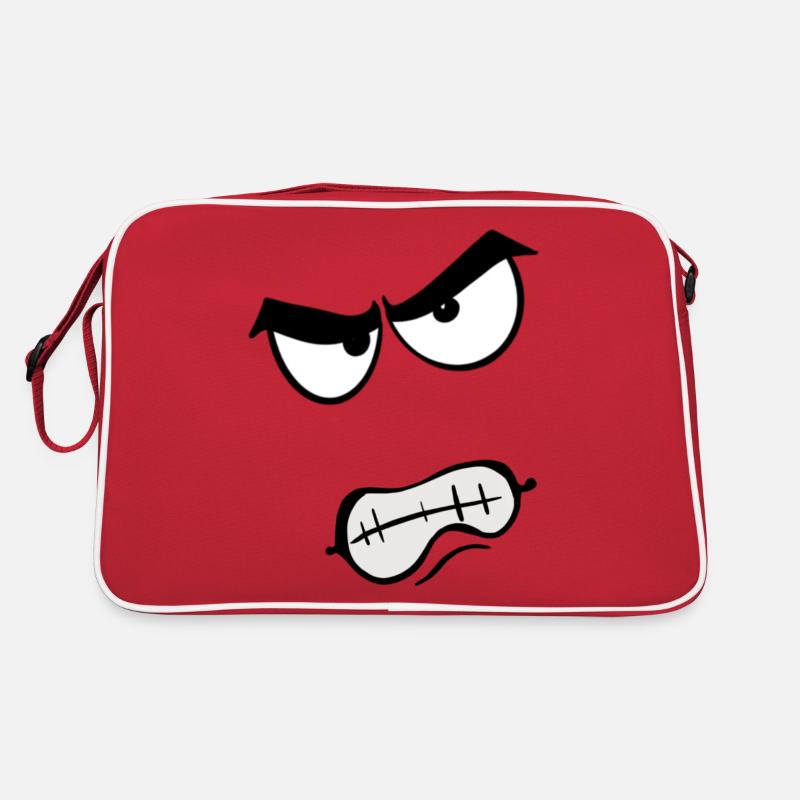 Wütende Toon Gesicht - Retro Tasche - Rot/Weiß