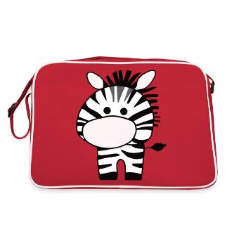Cute zebra on 2 legs - Retro Bag - red/white - Back