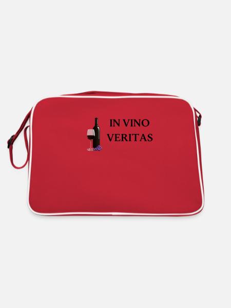 In Vino Veritas Wine Lovers Wine Saying Red Wine - Retro Bag - red/white - Back