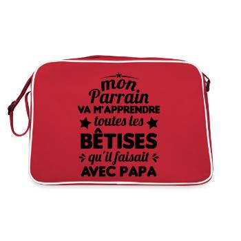 Mon Parrain Va M'apprendre Les Bêtises Humour - Sac Retro - rouge/blanc - Dos