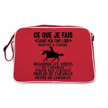 Ce Que Je Fais De Mon Temps Libre Équitation - Sac Retro - rouge/blanc - Dos