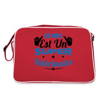 Humour Ce Mec Est Un Super Vétérinaire - Sac Retro - rouge/blanc - Dos