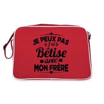 Je peux pas j'ai Bêtise avec Mon frère - Sac Retro - rouge/blanc - Dos