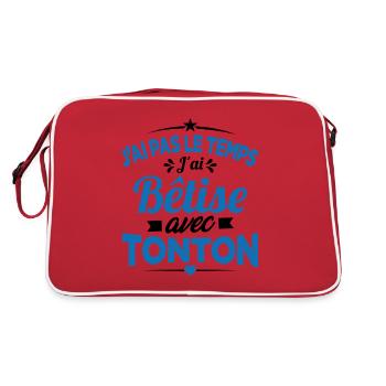 J'ai pas le temps j'ai bêtise avec tonton Cadeau - Sac Retro - rouge/blanc - Dos