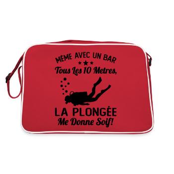 La Plongée Me Donne Soif Mer Cadeau Plongeur Apnée - Sac Retro - rouge/blanc - Dos