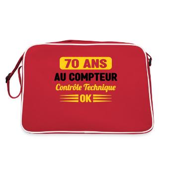 70 Ans Au Compteur Humour 70eme Anniversaire - Sac Retro - rouge/blanc - Dos