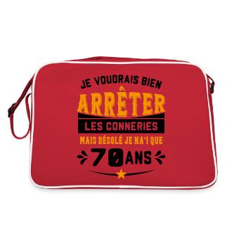 Je Voudrais Bien 70 Ans Humour Cadeau - Sac Retro - rouge/blanc - Dos