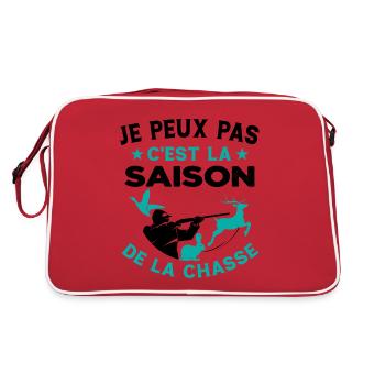 C'est La Saison De La Chasse Humour Chasseur - Sac Retro - rouge/blanc - Dos