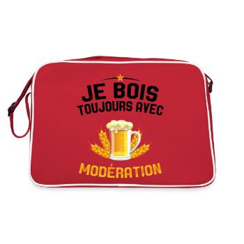 Je Bois Toujours Avec Modération Humour Apéro - Sac Retro - rouge/blanc - Dos