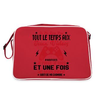 Je ne joue pas tout le temps aux jeux vidéos - Sac Retro - rouge/blanc - Dos