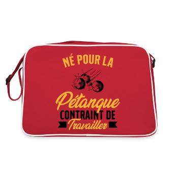 Né Pour La Pétanque Contraint De Travailler Cadeau - Sac Retro - rouge/blanc - Dos