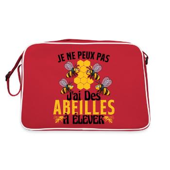 Je Peux Pas J'ai Des Abeilles À Élever - Sac Retro - rouge/blanc - Dos